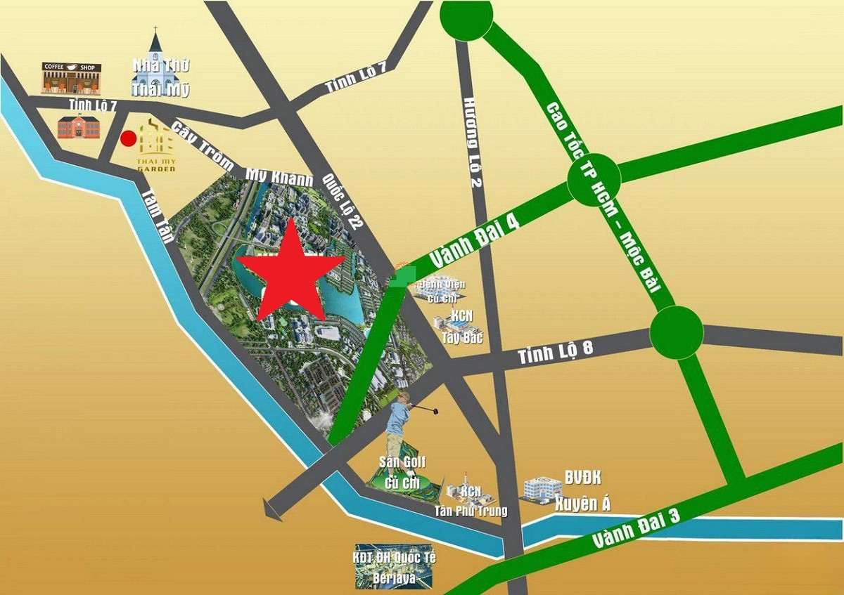 bản đồ hạ tầng vinhomes hóc môn